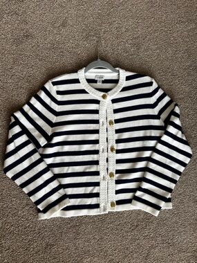 J. Crew Navy and White Striped Knit Top